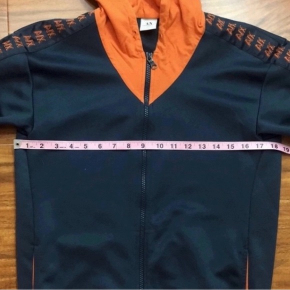 A/X Armani Women's Exchange Navy Orange Logo Zip Hooded Track Jacket Size Small - Picture 14 of 16